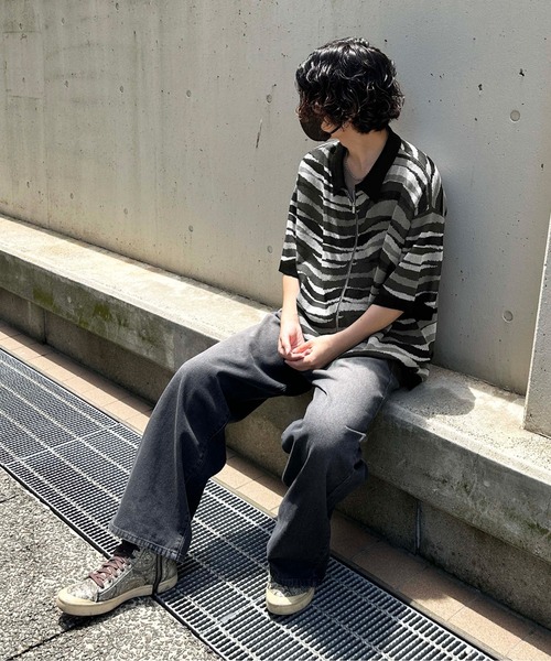 sedacle(セダクル)の「ウェーブジップポロニット(Tシャツ/カットソー・メンズ・ブラック/グリーン・MEDIUM/LARGE)」の10枚目の写真