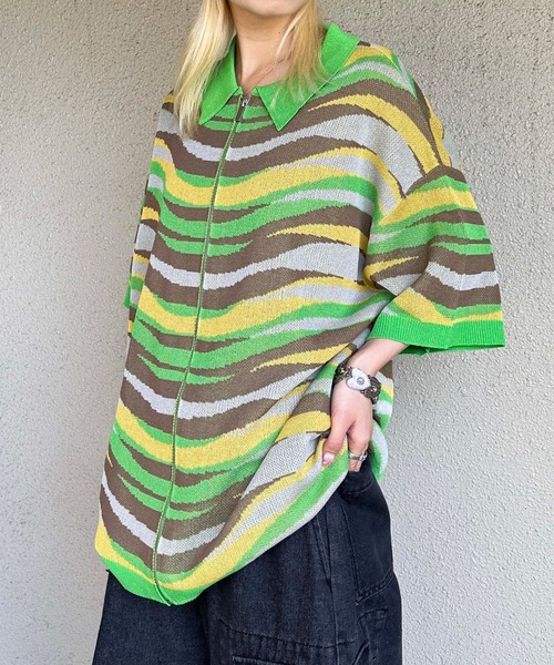sedacle(セダクル)の「ウェーブジップポロニット(Tシャツ/カットソー・メンズ・ブラック/グリーン・MEDIUM/LARGE)」の22枚目の写真