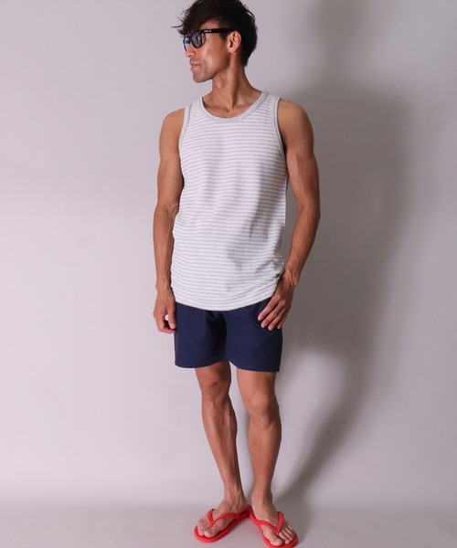 JEMORGAN（ジェーイーモーガン）の「(LK)【JEMORGAN】【パックT】ワッフル ボーダー タンクトップ（タンクトップ・メンズ・グリーン/ネイビー/ワイン/杢グレー・MEDIUM/LARGE/X-LARGE）」の5枚目の写真