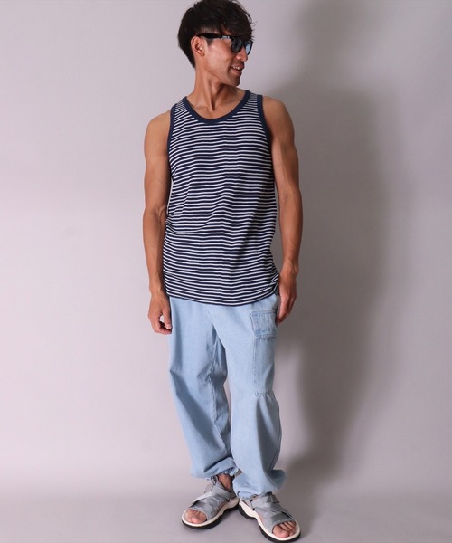 JEMORGAN（ジェーイーモーガン）の「(LK)【JEMORGAN】【パックT】ワッフル ボーダー タンクトップ（タンクトップ・メンズ・グリーン/ネイビー/ワイン/杢グレー・MEDIUM/LARGE/X-LARGE）」の9枚目の写真