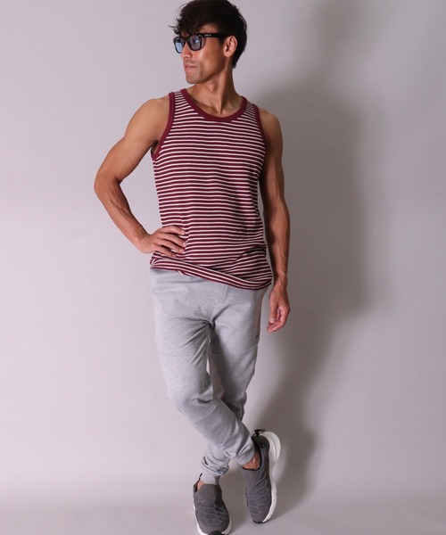 JEMORGAN（ジェーイーモーガン）の「(LK)【JEMORGAN】【パックT】ワッフル ボーダー タンクトップ（タンクトップ・メンズ・グリーン/ネイビー/ワイン/杢グレー・MEDIUM/LARGE/X-LARGE）」の11枚目の写真