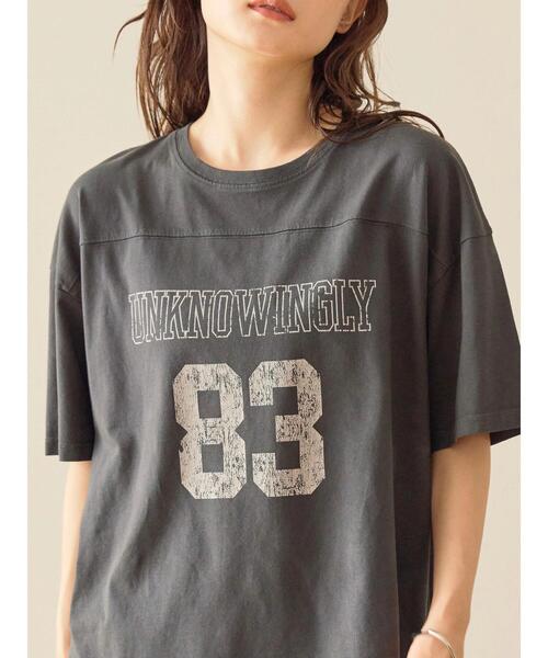 AMERICAN HOLIC（アメリカンホリック）の「製品染めナンバーロゴカットプルオーバー（Tシャツ/カットソー・レディース・チャコールグレー/ブラウン・L/M）」の6枚目の写真