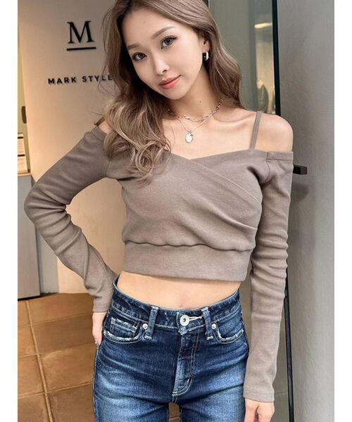 GYDA（ジェイダ）の「カシュクールオフショルショートトップス