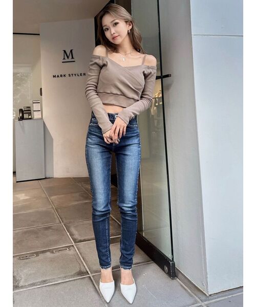 かよちゃん❤️７点⭐️A155⭐️ GYDA ♥ リブ風 オフショル ショートトップス かよちゃん❤️7点⭐️A155⭐️ GYDA ♥ リブ風 オフショル ショート