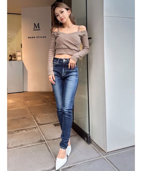 かよちゃん❤️７点⭐️A155⭐️ GYDA ♥ リブ風 オフショル ショートトップス GYDA（ジェイダ）の「カシュクールオフショルショートトップス