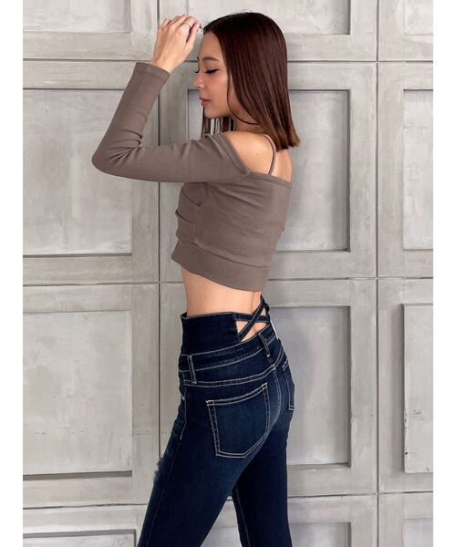 GYDA(ジェイダ)の「カシュクールオフショルショートトップス(Tシャツ/カットソー・レディース・ブラック/オフホワイト/ピンク/ベージュ・FREE)」の22枚目の写真