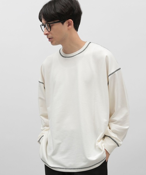 LAKOLE(ラコレ)の「ミニウラケステッチ長袖T / 969960(Tシャツ/カットソー・メンズ・ホワイト/パープル/ブラック・MEDIUM/LARGE/X-LARGE)」の1枚目の写真