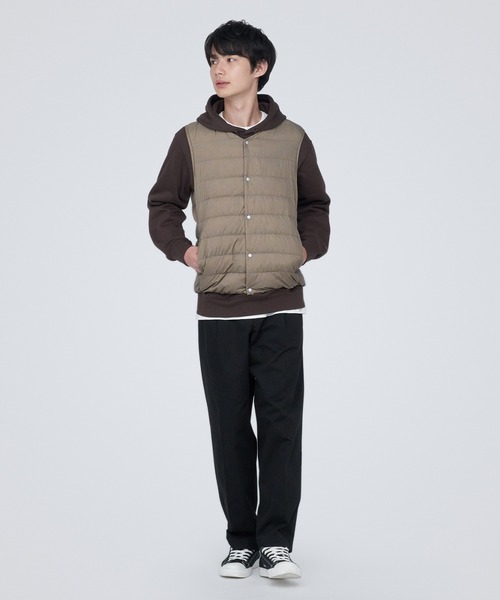無印良品 ブラウン ダウンベスト M セール】軽量ダウンノーカラーベスト（帯電防止裏地）（ダウンベスト