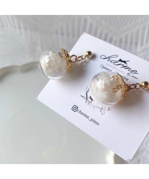 tone(トーン)の「【charme by pimo 】天然石 ピアス(MA)(ピアス(両耳用)・レディース・ホワイト・FREE)」の3枚目の写真