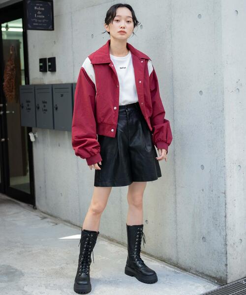 WEGO（ウィゴー）の「WEGO/ナイロン切替ショートスタジャン（スタジャン・レディース・ワイン/ブラック・FREE）」の18枚目の写真