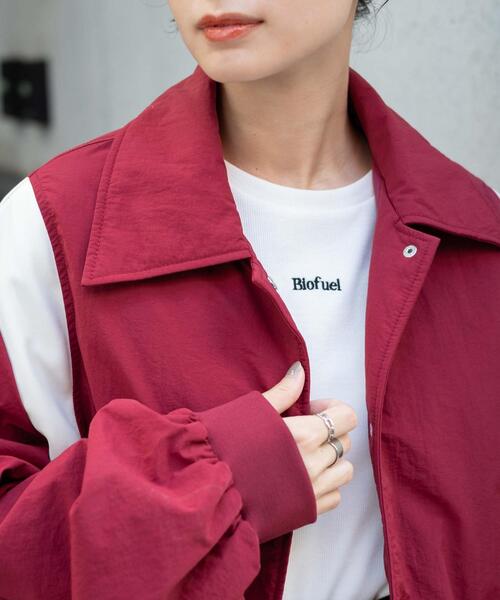 WEGO（ウィゴー）の「WEGO/ナイロン切替ショートスタジャン（スタジャン・レディース・ワイン/ブラック・FREE）」の20枚目の写真