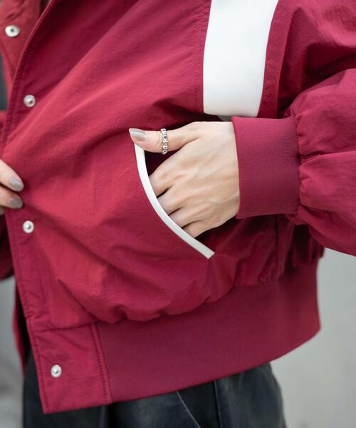 WEGO（ウィゴー）の「WEGO/ナイロン切替ショートスタジャン（スタジャン・レディース・ワイン/ブラック・FREE）」の21枚目の写真