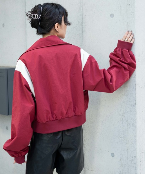 WEGO（ウィゴー）の「WEGO/ナイロン切替ショートスタジャン（スタジャン・レディース・ワイン/ブラック・FREE）」の14枚目の写真