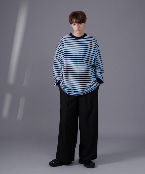 ONCILY(オンシェリー)の「MULTI BORDER LONG SLEEVE T-SHIRT / マルチボーダーロンT(Tシャツ/カットソー・メンズ・ブルー/グリーン・MEDIUM/LARGE)」の7枚目の写真