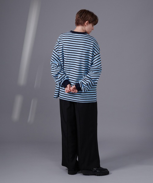 ONCILY(オンシェリー)の「MULTI BORDER LONG SLEEVE T-SHIRT / マルチボーダーロンT(Tシャツ/カットソー・メンズ・ブルー/グリーン・MEDIUM/LARGE)」の9枚目の写真