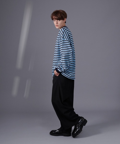 ONCILY(オンシェリー)の「MULTI BORDER LONG SLEEVE T-SHIRT / マルチボーダーロンT(Tシャツ/カットソー・メンズ・ブルー/グリーン・MEDIUM/LARGE)」の8枚目の写真