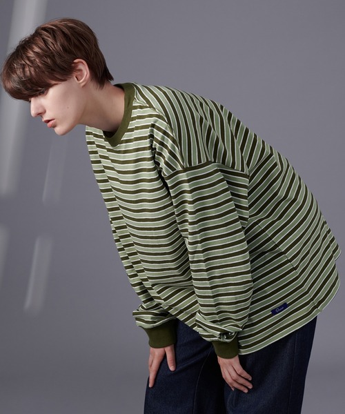 ONCILY(オンシェリー)の「MULTI BORDER LONG SLEEVE T-SHIRT / マルチボーダーロンT(Tシャツ/カットソー・メンズ・ブルー/グリーン・MEDIUM/LARGE)」の12枚目の写真