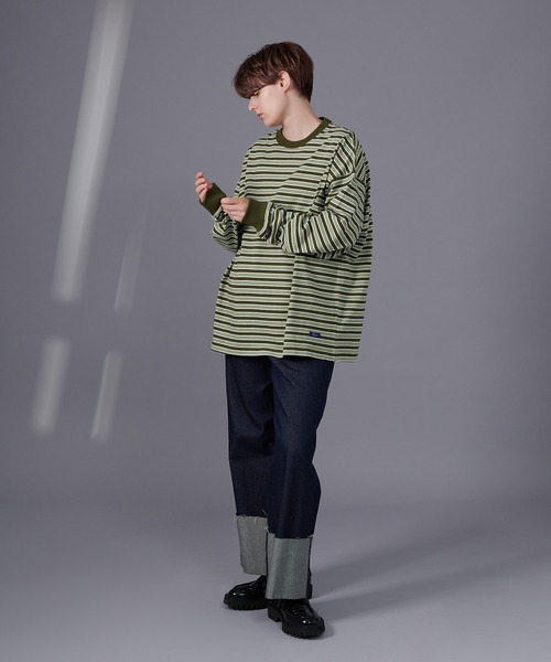 ONCILY(オンシェリー)の「MULTI BORDER LONG SLEEVE T-SHIRT / マルチボーダーロンT(Tシャツ/カットソー・メンズ・ブルー/グリーン・MEDIUM/LARGE)」の17枚目の写真