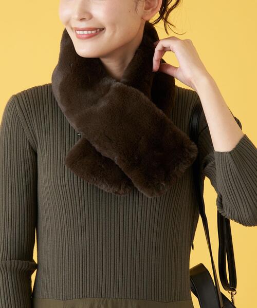 en recre(アンレクレ)の「フェイクファーティペット(マフラー・レディース・ライトグレー/チョコ/ブラック/ライトブラウン・FREE)」の21枚目の写真