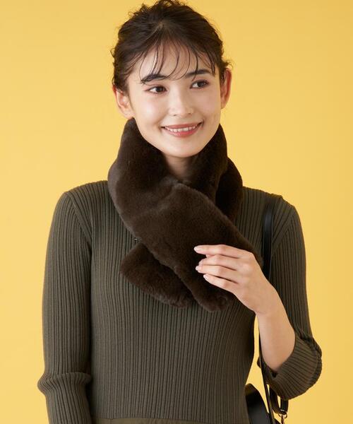 en recre(アンレクレ)の「フェイクファーティペット(マフラー・レディース・ライトグレー/チョコ/ブラック/ライトブラウン・FREE)」の22枚目の写真