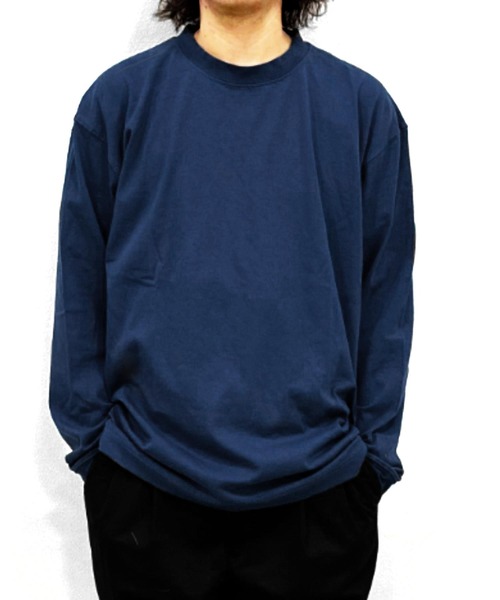 NAVY（ネイビー）の「USコットン  オーバーサイズロングスリーブTシャツ（Tシャツ/カットソー・メンズ・チャコール/ホワイト/ブルー/マスタード/ブラック/オートミール/ブラウン/ダークグリーン・M/S/XXL/XL/L）」の7枚目の写真
