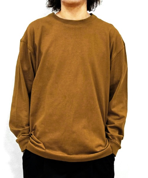 NAVY（ネイビー）の「USコットン  オーバーサイズロングスリーブTシャツ（Tシャツ/カットソー・メンズ・チャコール/ホワイト/ブルー/マスタード/ブラック/オートミール/ブラウン/ダークグリーン・M/S/XXL/XL/L）」の8枚目の写真