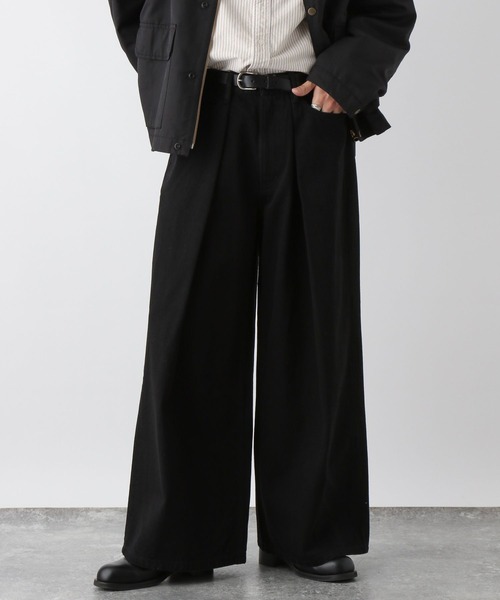 セール】Super wide flare tack denim pants / スーパーワイド