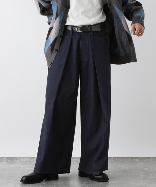 セール】Super wide flare tack denim pants / スーパーワイド