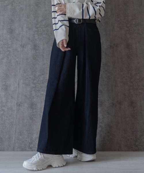 セール】Super wide flare tack denim pants / スーパーワイド