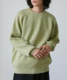 ポリウーリークルーネックルーズニット