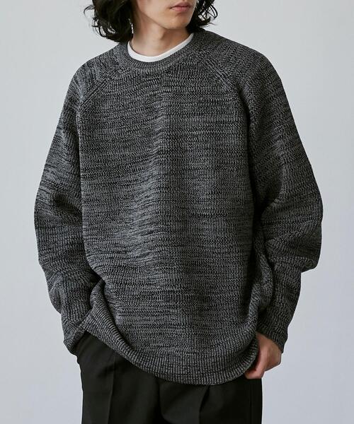 coen（コーエン）の「ポリウーリークルーネックルーズニット（ニット/セーター・メンズ・ベージュ/イエロー/ブラック/オリーブ・L/XL/M/S）」の2枚目の写真