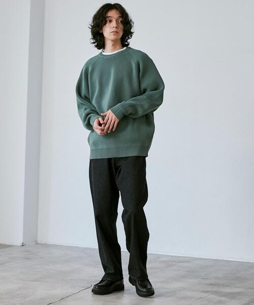 coen（コーエン）の「ポリウーリークルーネックルーズニット（ニット/セーター・メンズ・ベージュ/イエロー/ブラック/オリーブ・L/XL/M/S）」の6枚目の写真