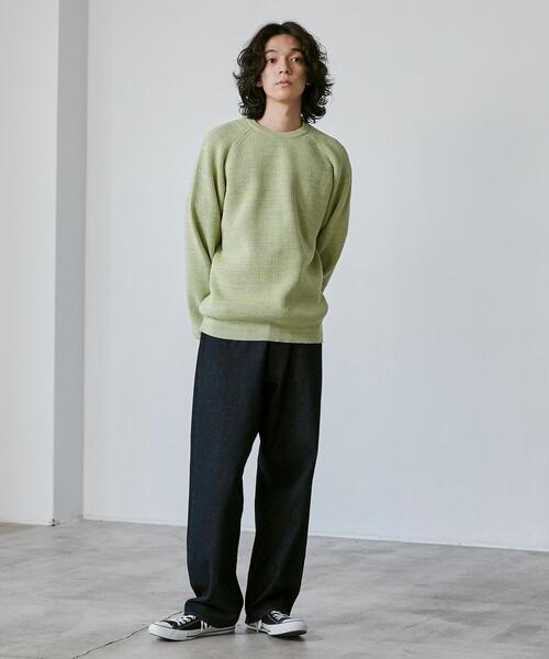 coen（コーエン）の「ポリウーリークルーネックルーズニット（ニット/セーター・メンズ・ベージュ/イエロー/ブラック/オリーブ・L/XL/M/S）」の9枚目の写真