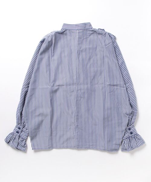 ブラウス シャツ 先染めランダムストライプフリルドルマンブラウス レディース STYLEBLOCK ブラウス シャツ 先染めランダムストライプフリル