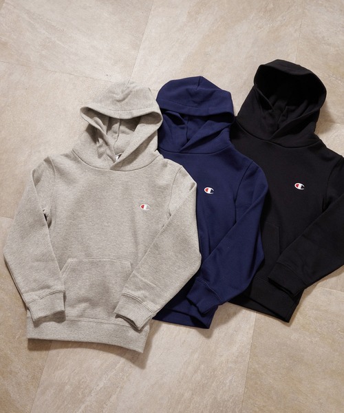 Champion（チャンピオン）の「【Champion】CK-Y101 HOODED SWEATSHIRT / チャンピオン ロゴ プルオーバー パーカー キッズ用（パーカー・キッズ・ブラック/グレー/ネイビー/オートミール・120cm/140cm/100cm/150cm/130cm/160cm）」の19枚目の写真