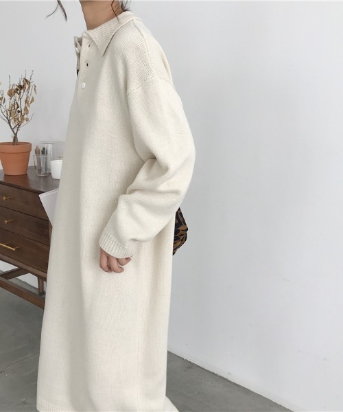 N.s(エヌドットエス)の「フロント襟ボタンニットワンピース(ワンピース・レディース・ベージュ/ブラック・M/L)」の8枚目の写真