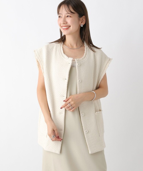 LEPSIM(レプシィム)の「ツイードベスト 967894(ベスト・レディース・アイボリー/ブラック・FREE)」の2枚目の写真