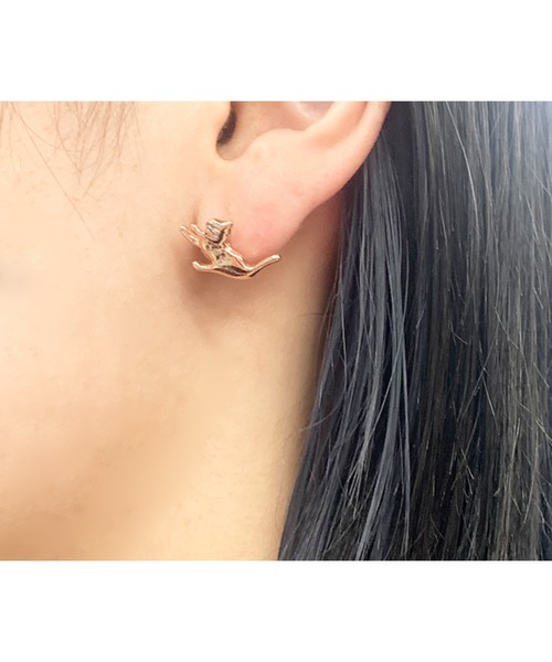 GGD SELECT（ジージーディー　セレクト）の「猫モチーフ立体メタルピアス[ナツコ・グレース]（ピアス（両耳用）・レディース・ゴールド/ピンクゴールド/シルバー・FREE）」の6枚目の写真