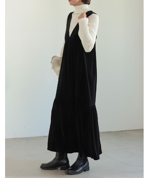 低身長サイズ有]ベロアバックリボンワンピース（ワンピース）｜Re:EDIT