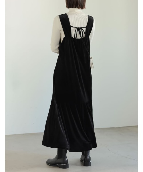 低身長サイズ有]ベロアバックリボンワンピース（ワンピース）｜Re:EDIT