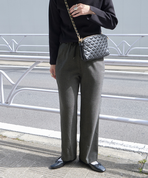 B.C STOCK（ベーセーストック）の「裏起毛ストレートパンツ（スラックス・レディース・ブラック/ブラック系その他/ホワイト・FREE）」の3枚目の写真