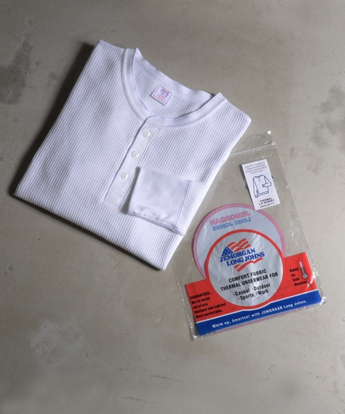 JEMORGAN(ジェーイーモーガン)の「『JEMORGAN LONG JOHNS/ジェーイーモーガンロングジョーンズ』L/S ヘンリーネック長袖Tシャツ【+】(Tシャツ/カットソー・メンズ・杢グレー/ネイビー/ナチュラル/ホワイト/ブラック/カーキ/チャコール・M/L/XL/S)」の2枚目の写真