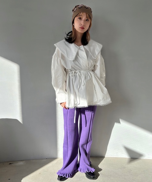 SANSeLF（サンセルフ）の「ハートモチーフビーニー【SANSeLF】sana23a013（ニットキャップ/ビーニー・レディース・パープル/ブラウン・FREE）」の8枚目の写真