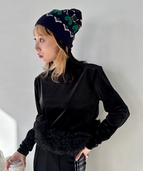 SANSeLF（サンセルフ）の「ハートモチーフビーニー【SANSeLF】sana23a013（ニットキャップ/ビーニー・レディース・パープル/ブラウン・FREE）」の14枚目の写真