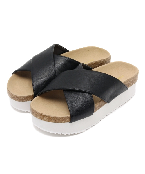 DISCOAT（ディスコート）の「【Discoat】クロス厚底サンダル（サンダル・レディース・ホワイト/ブラック/シルバー・MEDIUM/LARGE）」の2枚目の写真