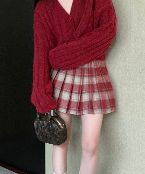 Nia(ニア)の「Nia(ニア)/レトロチェック ミニプリーツスカート(スカート・レディース・ブラック/レッド/ブラウン・LARGE/MEDIUM/SMALL)」の12枚目の写真