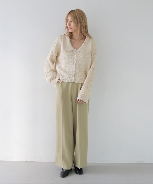 CLEIO（クレイオ）の「【CLEIO】2WAYビッグカラーカーディガン（カーディガン/ボレロ・レディース・オリーブ/ベージュ/アイボリー・FREE）」の18枚目の写真