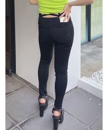 GYDA | ハイウエストウエストクロススキニーデニムパンツ(デニムパンツ)