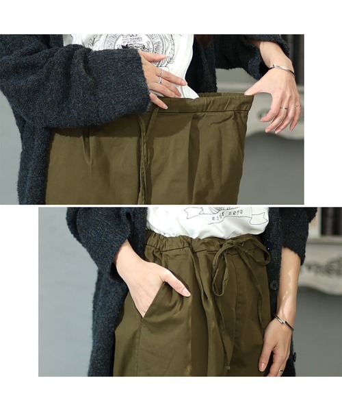 GOLDJAPAN（ゴールドジャパン）の「ツイルドローストリングテーパードパンツ【大きいサイズ対応】（その他パンツ・レディース・ベージュ/カーキ/ブラック・4L/3L/LL）」の9枚目の写真