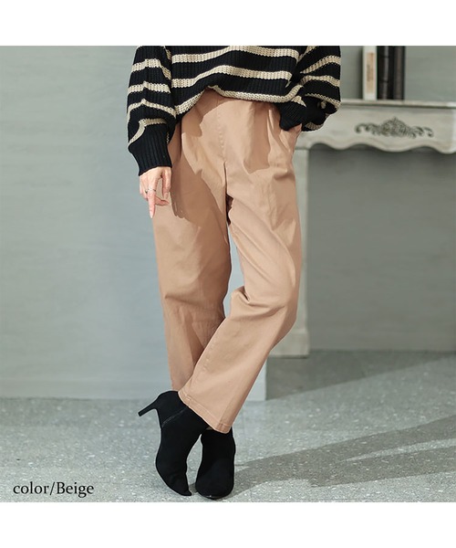 GOLDJAPAN（ゴールドジャパン）の「ツイルドローストリングテーパードパンツ【大きいサイズ対応】（その他パンツ・レディース・ベージュ/カーキ/ブラック・4L/3L/LL）」の10枚目の写真